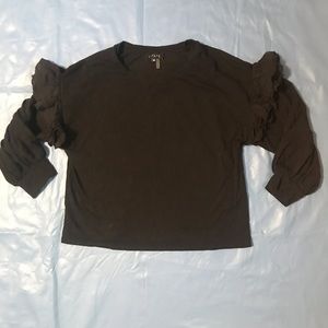 1. State Ruffle Shoulder Puff Sleeve Top Black